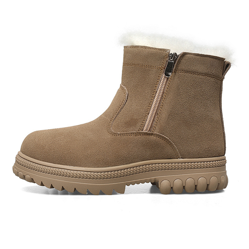 Pánske zimné čižmy z pravej kože s ovčou kožušinkou a gumenou podrážkou