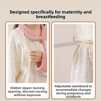 Maternitný pyžamový set do domácnosti, štýl víla, 100% polyester, dlhé rukávy, dlhé nohavice, jesenná a zimná sezóna, dojčenie