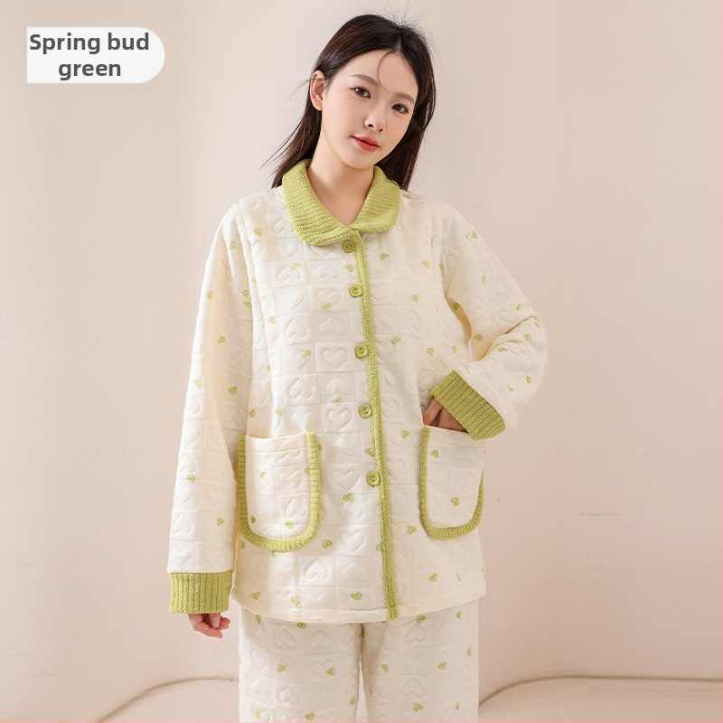 Maternitný pyžamový set do domácnosti, štýl víla, 100% polyester, dlhé rukávy, dlhé nohavice, jesenná a zimná sezóna, dojčenie