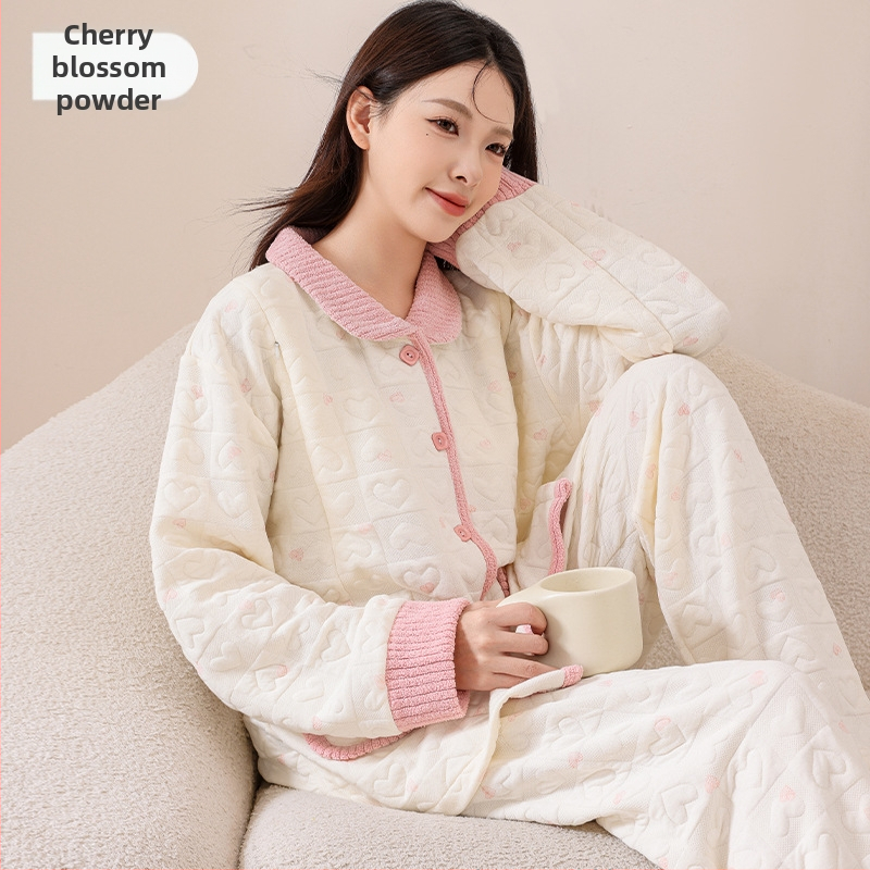 Maternitný pyžamový set do domácnosti, štýl víla, 100% polyester, dlhé rukávy, dlhé nohavice, jesenná a zimná sezóna, dojčenie