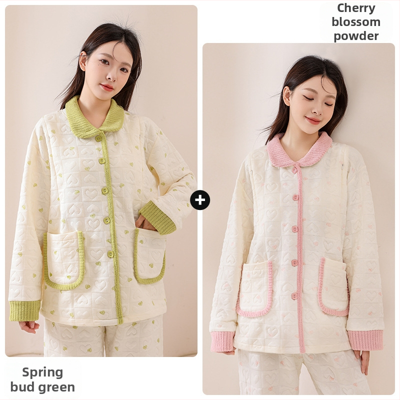 Maternitný pyžamový set do domácnosti, štýl víla, 100% polyester, dlhé rukávy, dlhé nohavice, jesenná a zimná sezóna, dojčenie