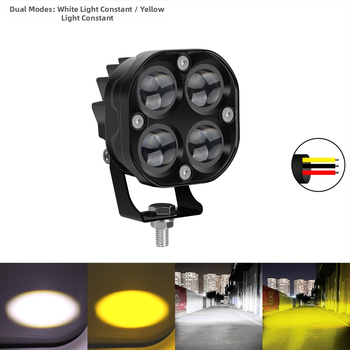 Motocyklový LED reflektor s dizajnom štyroch listov – hliníkové telo, 12V, vodotesný, životnosť 20000 h