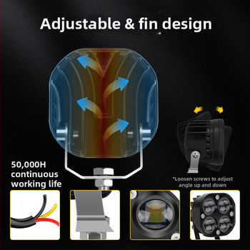 Motocyklový LED reflektor s dizajnom štyroch listov – hliníkové telo, 12V, vodotesný, životnosť 20000 h