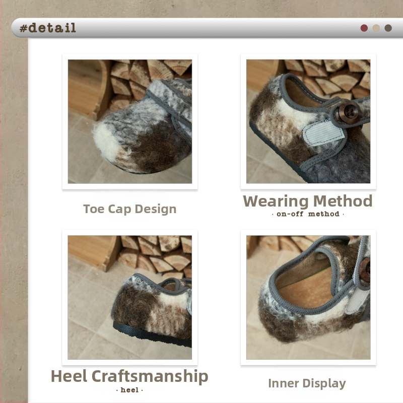 Detské zimné topánky s vlneným vrchom, fleece podšívkou, protišmykovou podrážkou a zapínaním na suchý zips