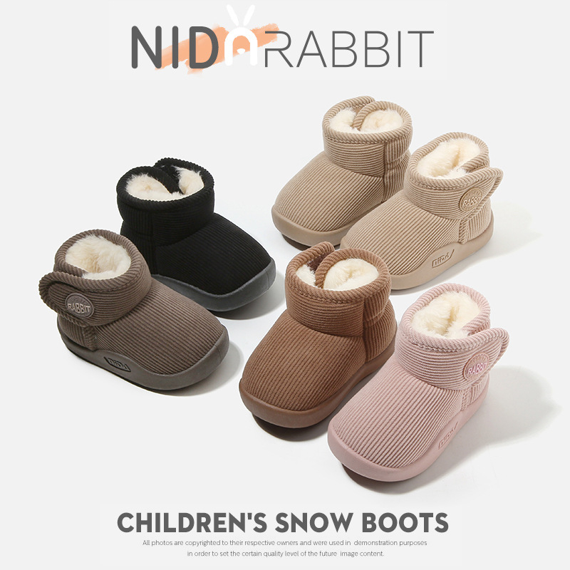Detské snehové čižmy s kožušinovým vrchným dielom, nepremokavé, voľnočasový štýl pre vek 1–6 rokov