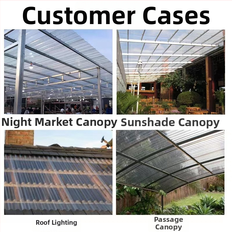 Polikarbonato skaidrios stogo plokštės šiltnamiui ir dirbtuvėms — Guangxing, trapeciniai ir banginiai profiliai, storis 0,8–2,0 mm