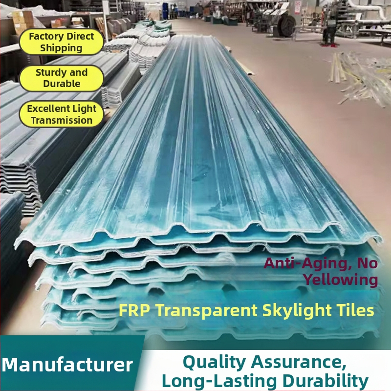 FRP priehľadná doska na zachytávanie svetla pre skleník – rebríkovitého tvaru, zosilnená polyesterovými vláknami; odolná voči starnutiu, voči krupobitiu, voči korózii, ohňovzdorná a tepelná izolácia