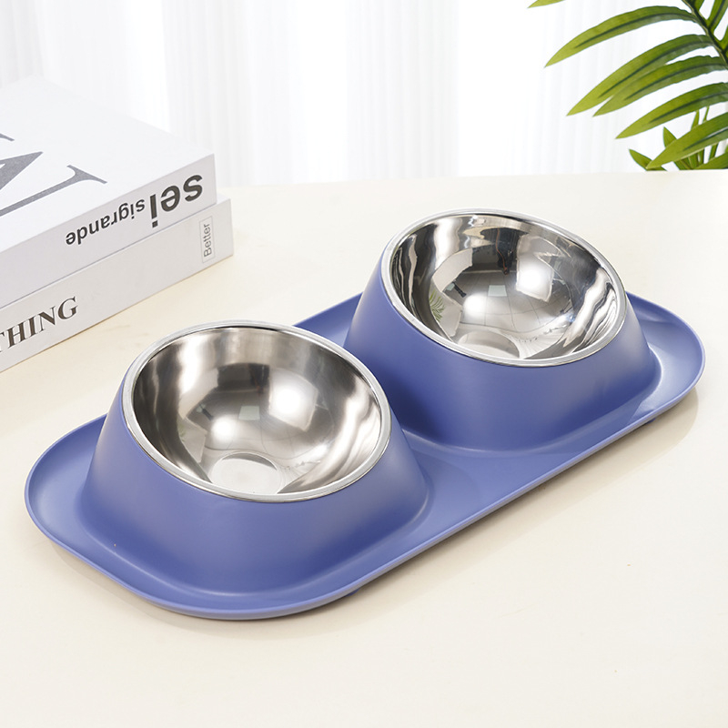 Anti-leak bol dublu pentru animale de companie - oțel inoxidabil, pentru pisică, 350 g, origine Zhejiang