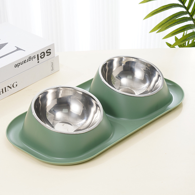 Anti-leak bol dublu pentru animale de companie - oțel inoxidabil, pentru pisică, 350 g, origine Zhejiang
