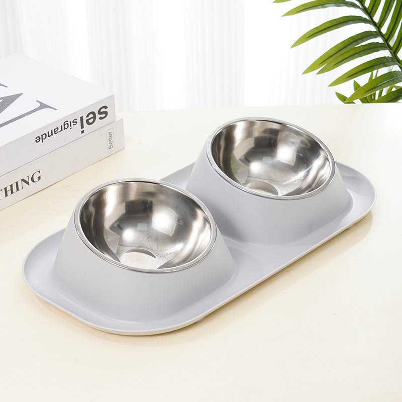 Anti-leak bol dublu pentru animale de companie - oțel inoxidabil, pentru pisică, 350 g, origine Zhejiang