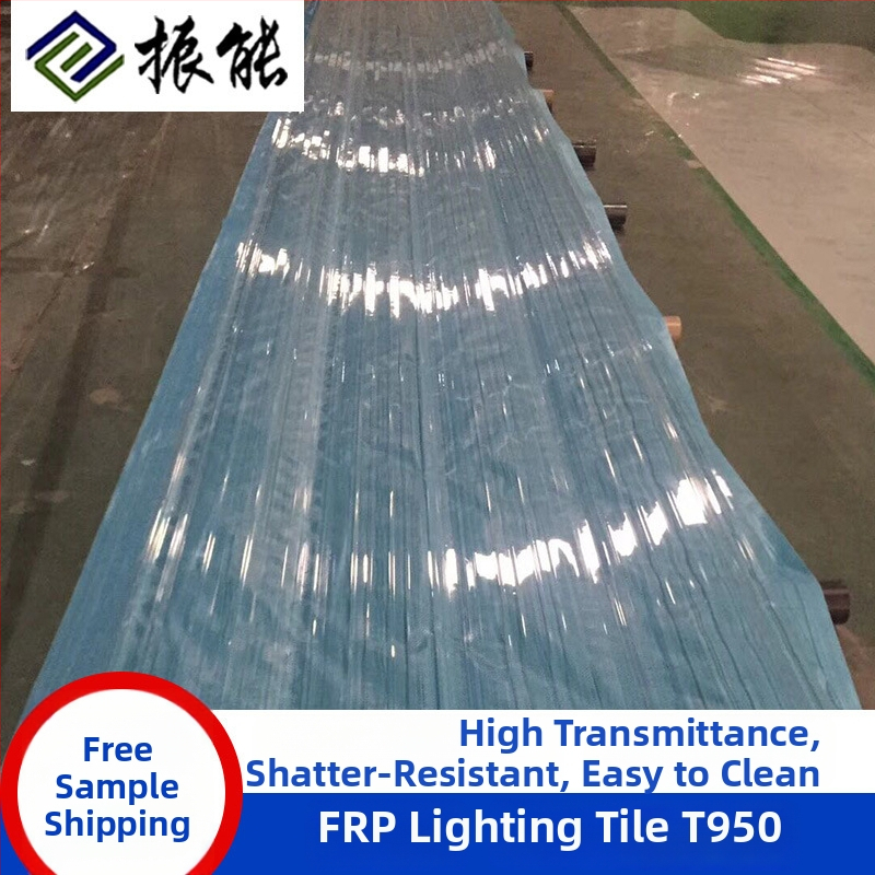 GFRP osvetľovacie panely z vlákien zo skleneného vlákna vystuženého polyesterom, určené pre chemické závody a korozovzdorné strechy, dĺžka 950 mm, odolné voči rozbitiu, ľahko čistiteľné, mäkké svetlo, značka Zheneng