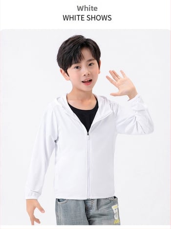 Laste kapuutsiga tuulejope UV kaitse UPF50, kiire kuivamine, hingav Ice Silk kangas