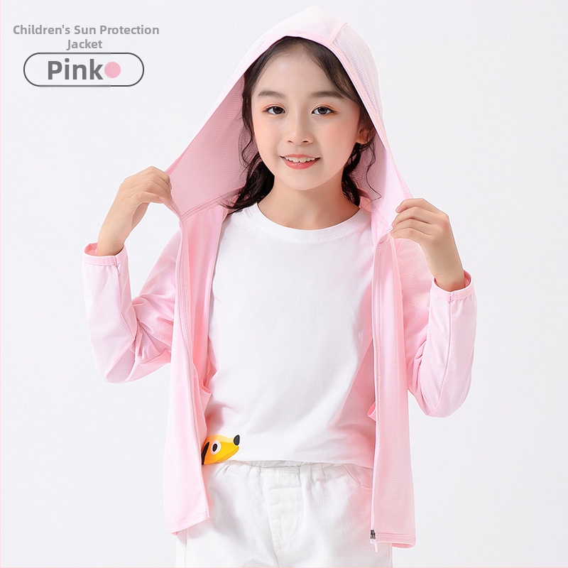 Laste kapuutsiga tuulejope UV kaitse UPF50, kiire kuivamine, hingav Ice Silk kangas