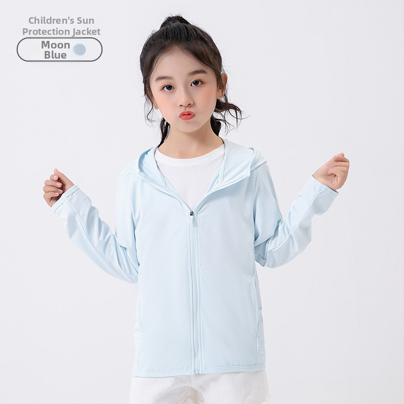 Laste kapuutsiga tuulejope UV kaitse UPF50, kiire kuivamine, hingav Ice Silk kangas