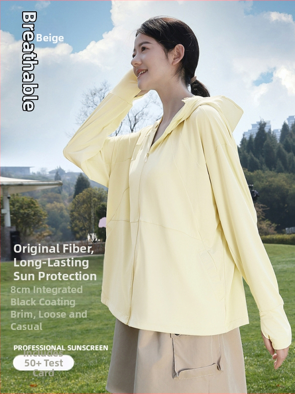 Ženska UPF50+ zaštita od sunca s kapuljom, ljeto, prozračna Ice-Silk tkanina