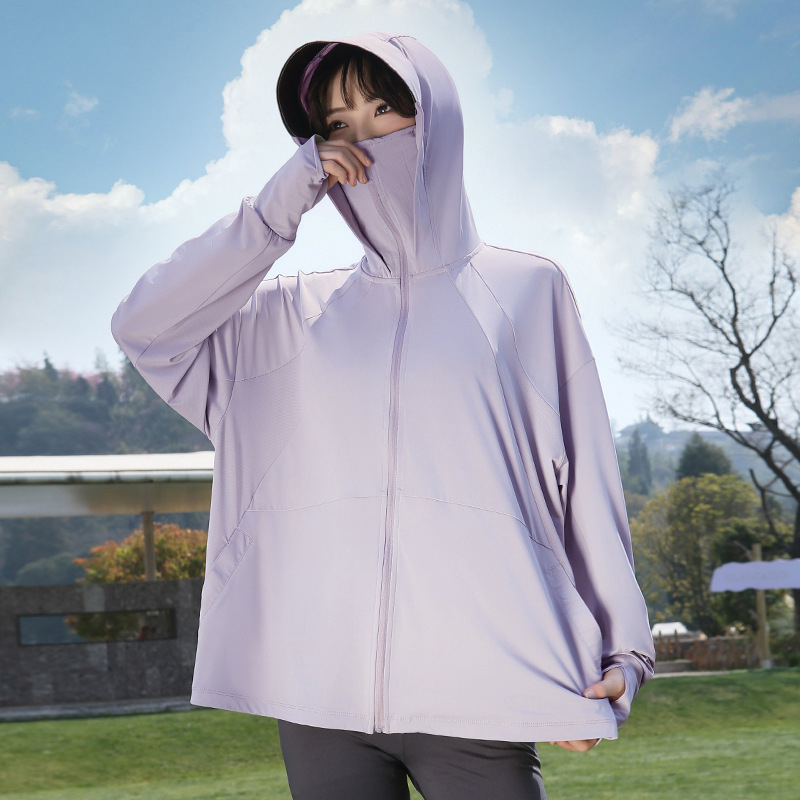 Ženska UPF50+ zaštita od sunca s kapuljom, ljeto, prozračna Ice-Silk tkanina