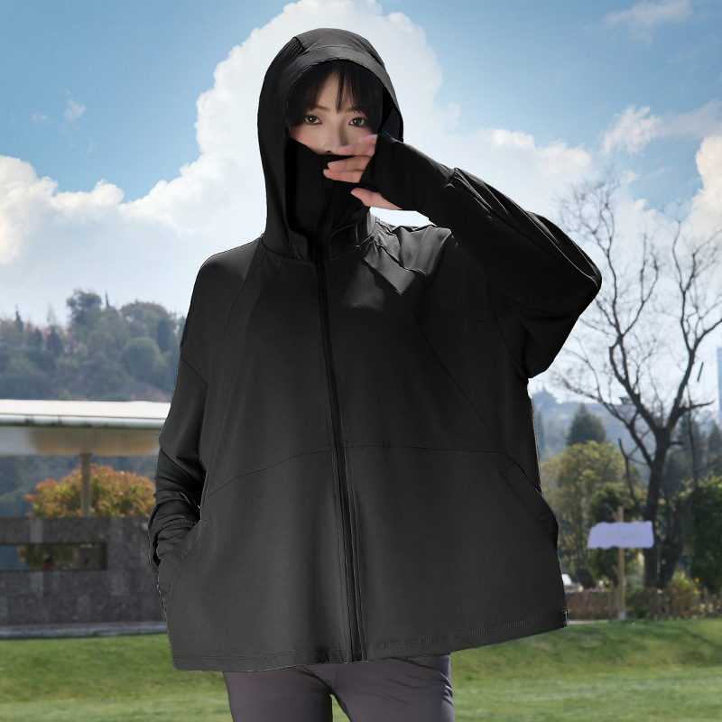 Ženska UPF50+ zaštita od sunca s kapuljom, ljeto, prozračna Ice-Silk tkanina