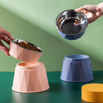 Macska etető tál magas állvánnyal és nyakvédővel, rozsdamentes acél, automata etetés készlet, 30 darab