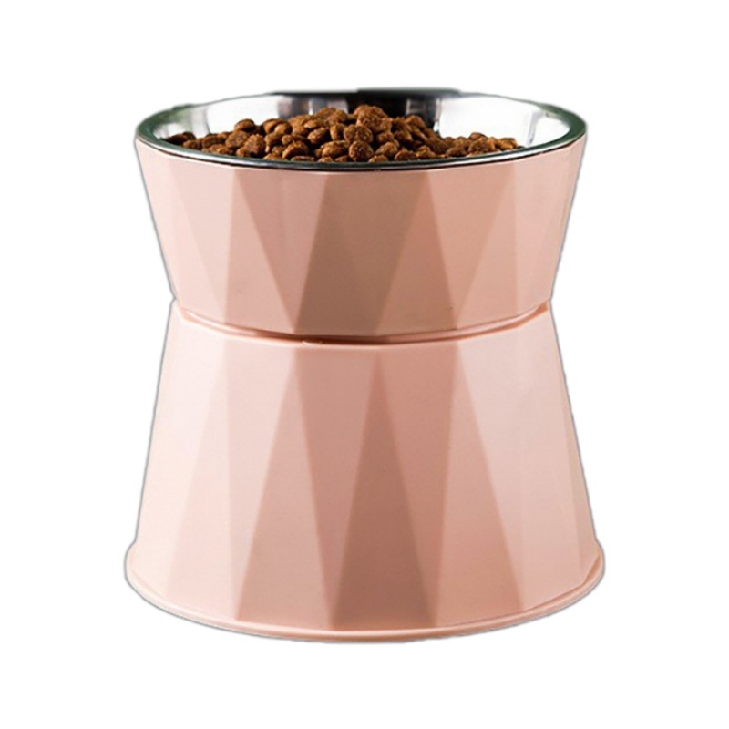 Macska etető tál magas állvánnyal és nyakvédővel, rozsdamentes acél, automata etetés készlet, 30 darab