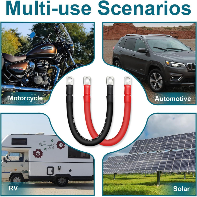 Meďný štartovací kábel s terminálmi pre automobilovú batériu, vhodný pre autá, obytné autá a lode