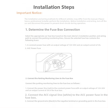 UP03 Kábel pre znižovanie napätia pre dash kameru 70mai – kompatibilný s M500 a A810 monitorovanie parkovania