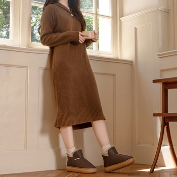 Domáce papuče – Qianchi 25421, PU vrchnok, EVA podrážka, hrubá konštrukcia, uzavreté špičky, guľatá špička, slip-on, unisex, teplo