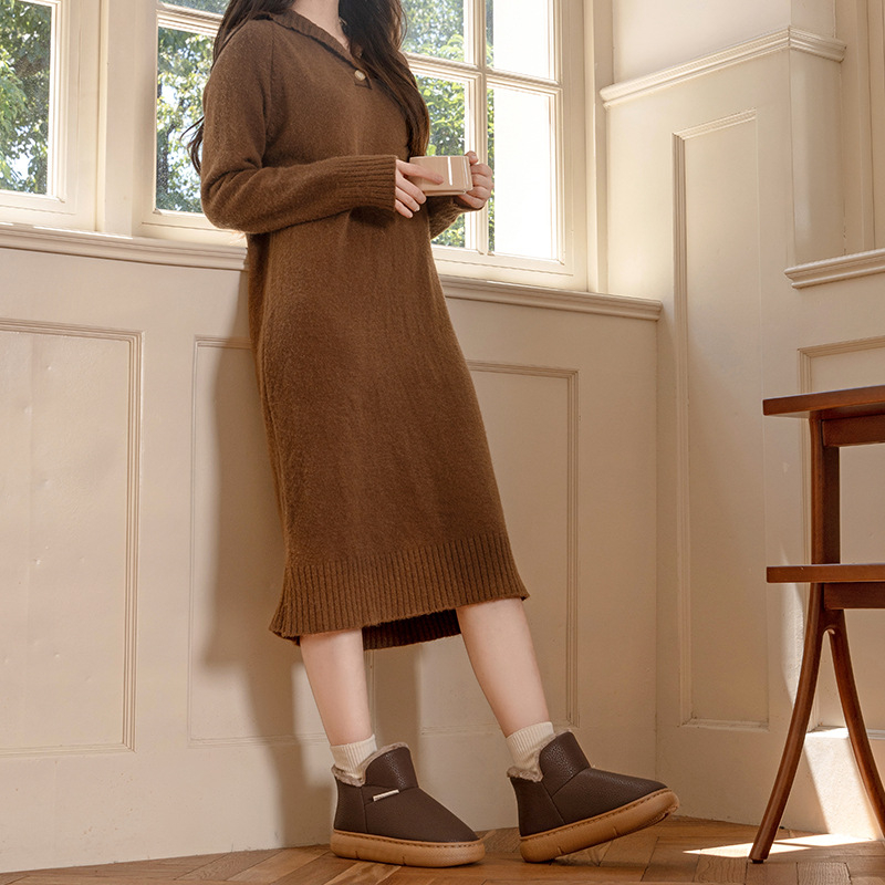 Domáce papuče – Qianchi 25421, PU vrchnok, EVA podrážka, hrubá konštrukcia, uzavreté špičky, guľatá špička, slip-on, unisex, teplo