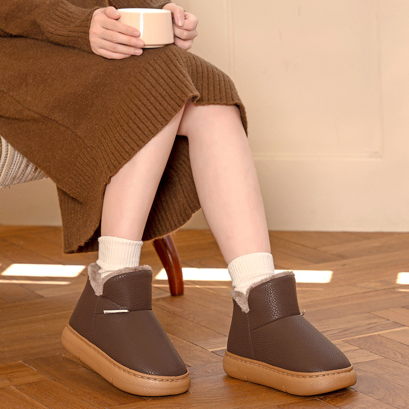 Domáce papuče – Qianchi 25421, PU vrchnok, EVA podrážka, hrubá konštrukcia, uzavreté špičky, guľatá špička, slip-on, unisex, teplo