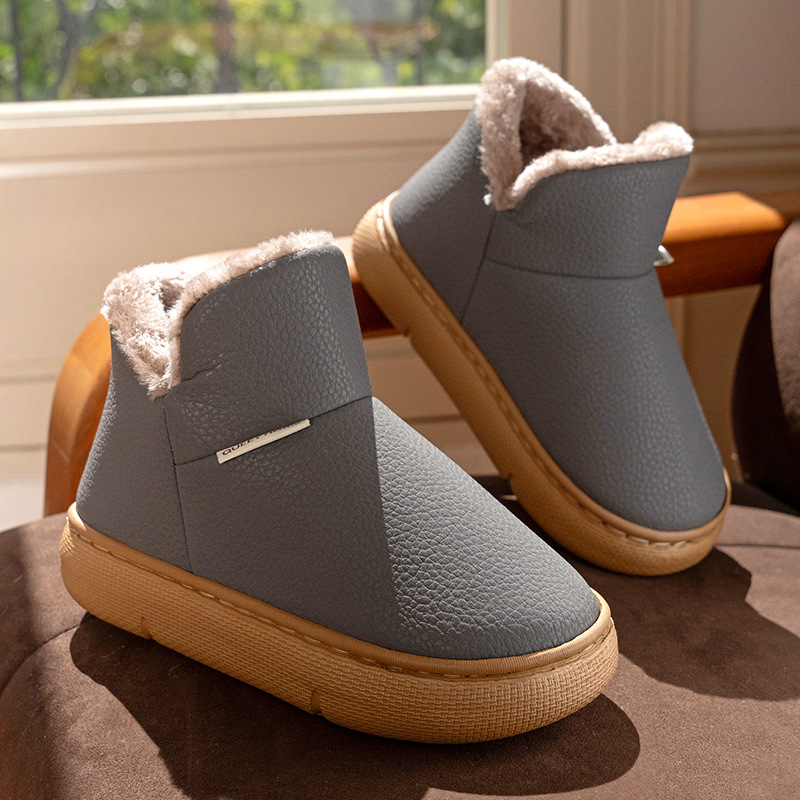 Domáce papuče – Qianchi 25421, PU vrchnok, EVA podrážka, hrubá konštrukcia, uzavreté špičky, guľatá špička, slip-on, unisex, teplo