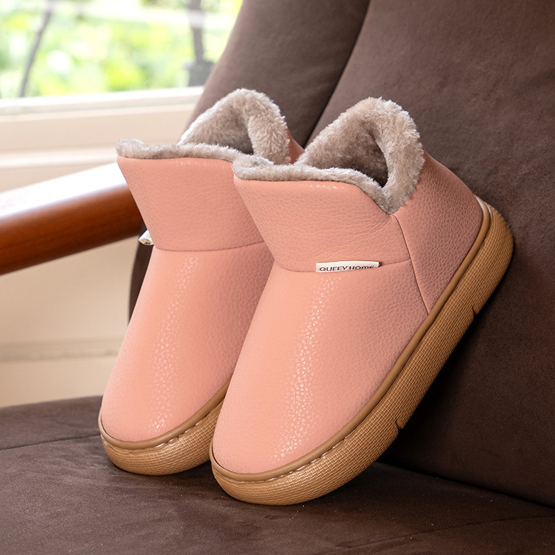 Domáce papuče – Qianchi 25421, PU vrchnok, EVA podrážka, hrubá konštrukcia, uzavreté špičky, guľatá špička, slip-on, unisex, teplo