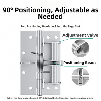 Daudzfunkcionāls pavasara eņģe durvīm ar automātisku aizvēršanu, slēgts mehānisms, mangāna tērauds, 90% buferis