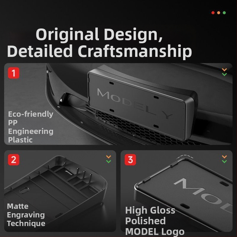 Plastični okvir za registarsku pločicu s zaštitom za Tesla Model Y/YL/3 - WL-002