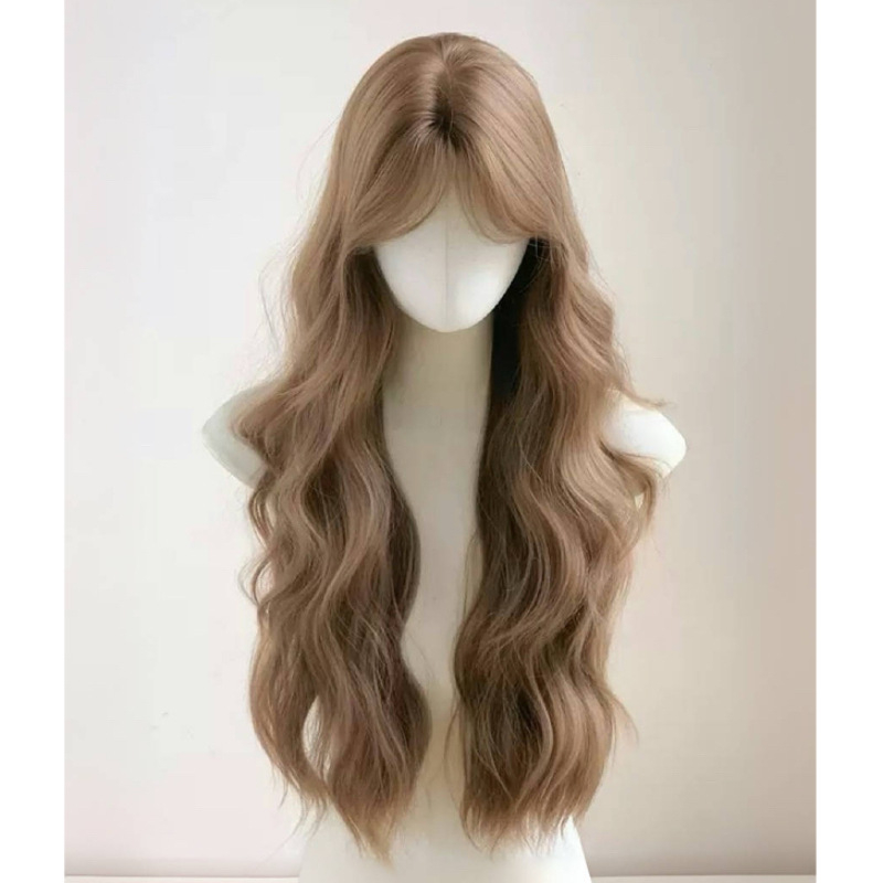 Dlhá kučeravá parochňa z vysokoteplotného hodvábu, kórejský štýl, stredný part, mechanická výroba