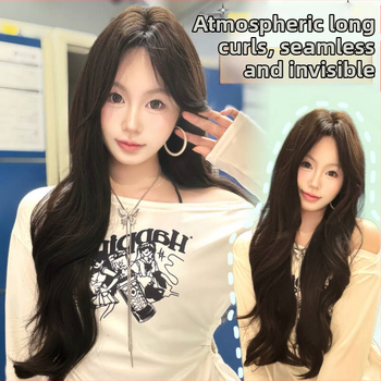 Parochňa: dlhé kučeravé s bočnou ofinkou — prírodný štýl, vysokoteplotné hodvábne vlákno, pre ženy