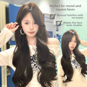 Parochňa: dlhé kučeravé s bočnou ofinkou — prírodný štýl, vysokoteplotné hodvábne vlákno, pre ženy