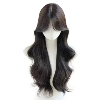 Parochňa: dlhé kučeravé s bočnou ofinkou — prírodný štýl, vysokoteplotné hodvábne vlákno, pre ženy