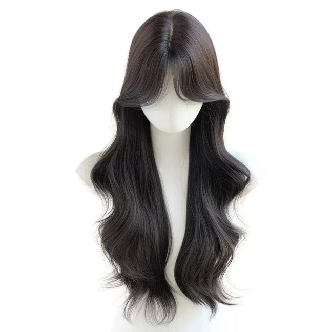 Parochňa: dlhé kučeravé s bočnou ofinkou — prírodný štýl, vysokoteplotné hodvábne vlákno, pre ženy