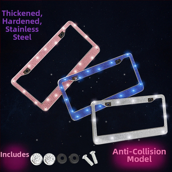 Modelis: Deimantinė numerio plokštelės rėmelis; Medžiaga: nerūdijantis plienas; Tipas: rhinestone, akriliniai akmenys; Suderinamas su JAV numerio plokštelėmis