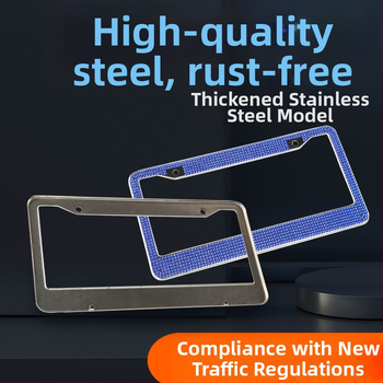 Modelis: Deimantinė numerio plokštelės rėmelis; Medžiaga: nerūdijantis plienas; Tipas: rhinestone, akriliniai akmenys; Suderinamas su JAV numerio plokštelėmis