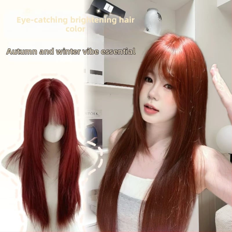 Xinhai prirodzená parochňa — dlhé rovné vlasy s rovnými ofinkami, Hodváb vysokoteplotný, Mechanické spracovanie