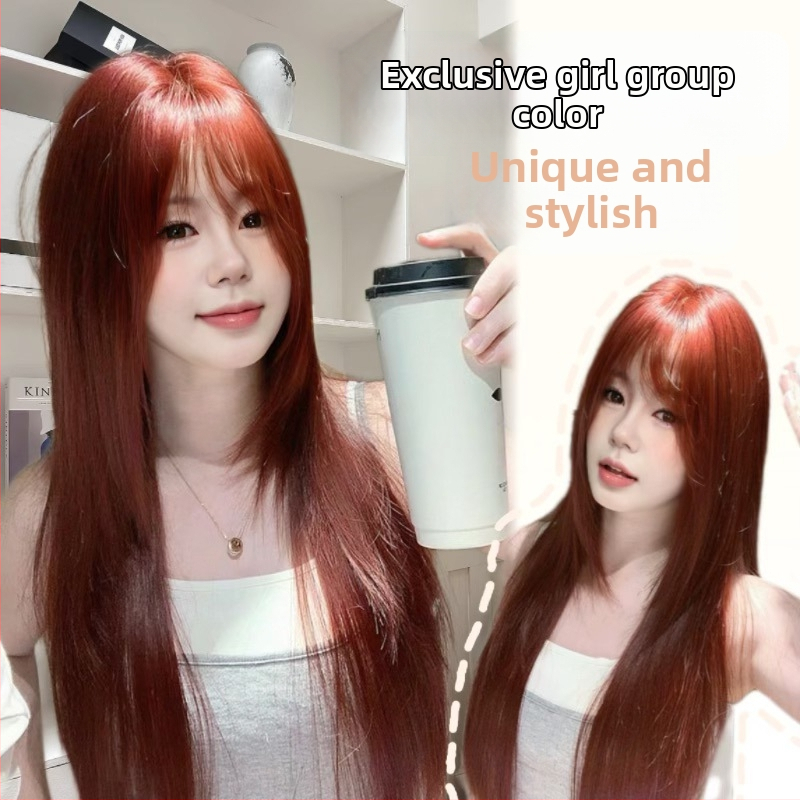 Xinhai prirodzená parochňa — dlhé rovné vlasy s rovnými ofinkami, Hodváb vysokoteplotný, Mechanické spracovanie