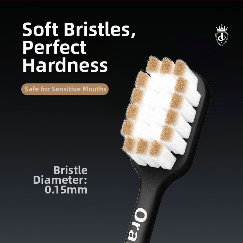 Oralgos rankinis dantų šepetėlis DB-XA007, dviejų vienetų pakuotė, minkšti šereliai, platus galvutė, dantenų apsauga, neslidus rankenos paviršius