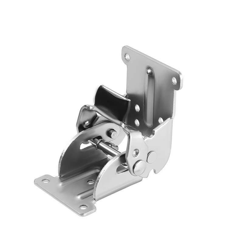 Pružinový pánt na skladanie, zosilnený, nastaviteľný 90°–180°, samouzamykajúci pre prepojenie nábytku, model 7055, mangánová oceľ, niklované povrchové úpravy, značka Honor Horse, moderný jednoduchý štýl