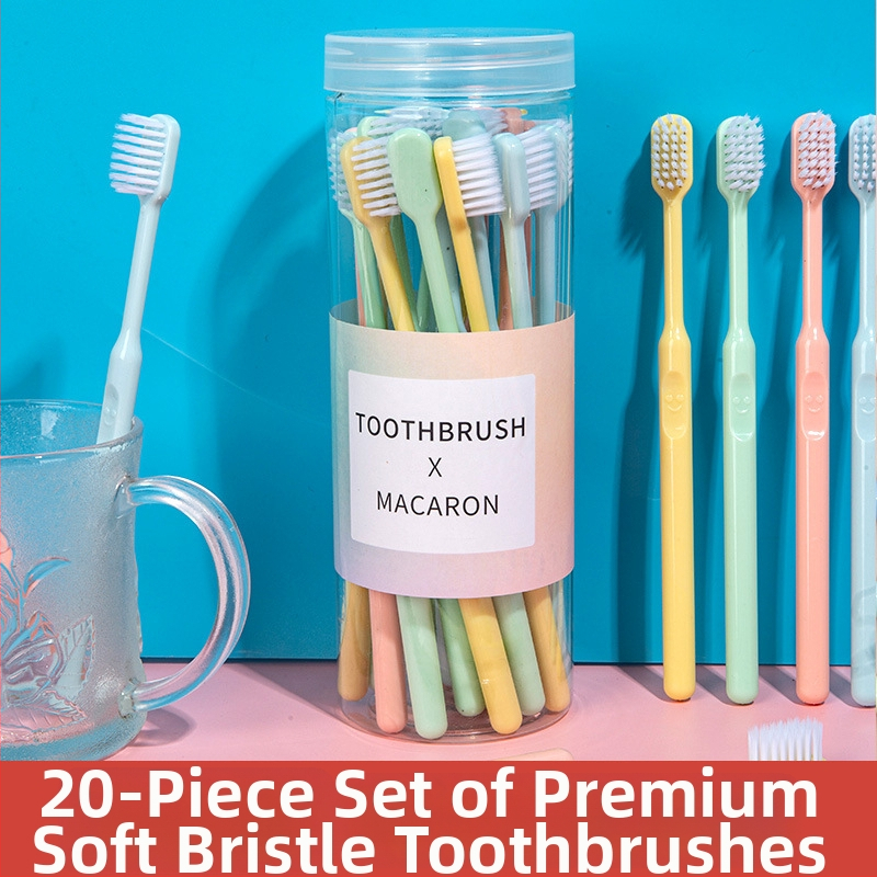 Rankinė dantų šepetėlis, minkštos šerelės, kibirinė pakuotė, 20 vnt., suaugusiems