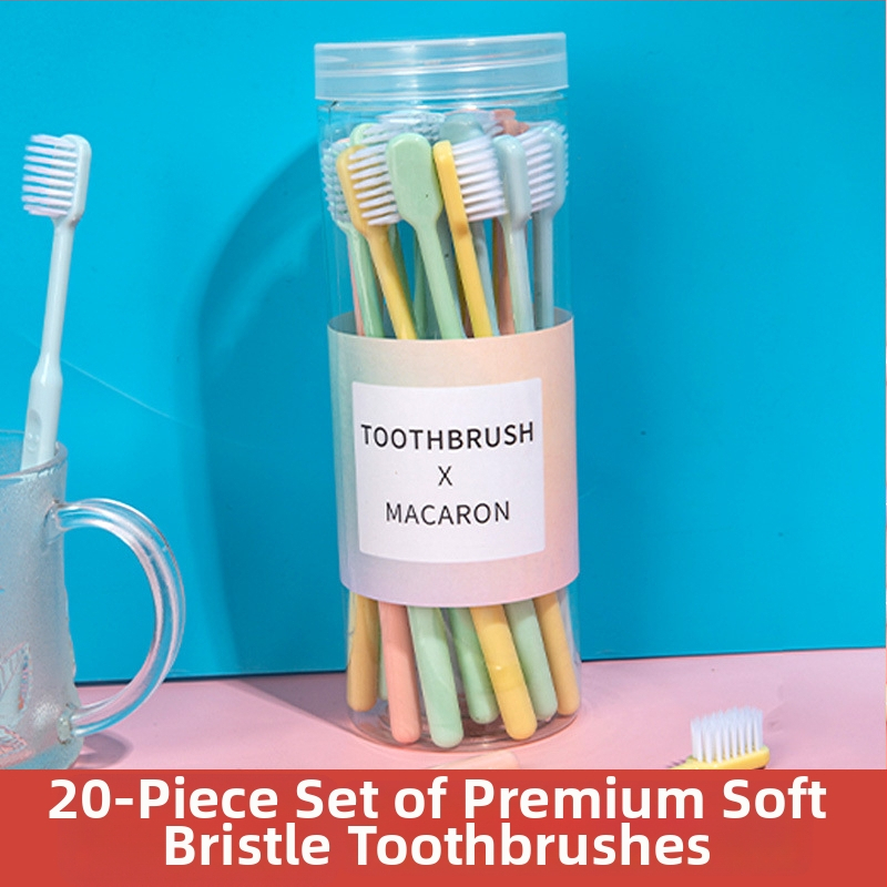 Rankinė dantų šepetėlis, minkštos šerelės, kibirinė pakuotė, 20 vnt., suaugusiems