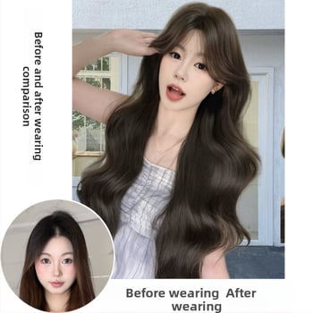 Xinhai hosszú, göndör paróka oldalsó frufjakkal, magas hőálló szálakból, nem festhető és nem permálható, koreai stílus, természetes arc kontúr