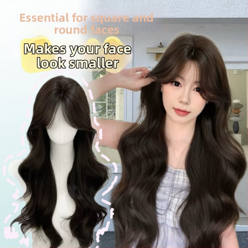 Xinhai hosszú, göndör paróka oldalsó frufjakkal, magas hőálló szálakból, nem festhető és nem permálható, koreai stílus, természetes arc kontúr