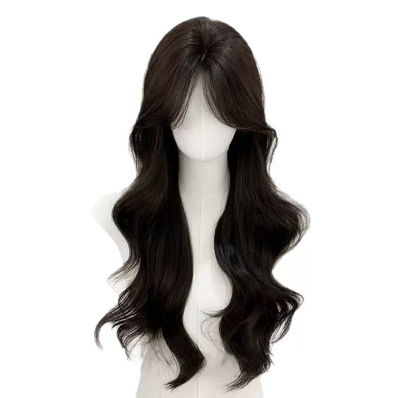 Xinhai hosszú, göndör paróka oldalsó frufjakkal, magas hőálló szálakból, nem festhető és nem permálható, koreai stílus, természetes arc kontúr