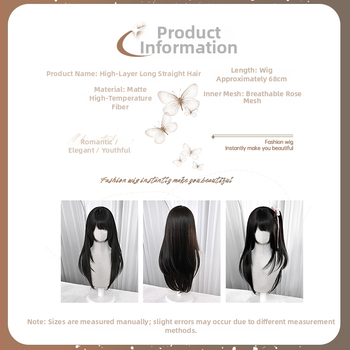 Dlhá rovná peruka s bočnými ofinkami, model XJ-GHH-005, materiál proteínový hodváb, mechanické spracovanie, tvaruje tvár, mladistvý vzhľad