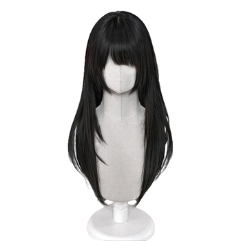 Dlhá rovná peruka s bočnými ofinkami, model XJ-GHH-005, materiál proteínový hodváb, mechanické spracovanie, tvaruje tvár, mladistvý vzhľad